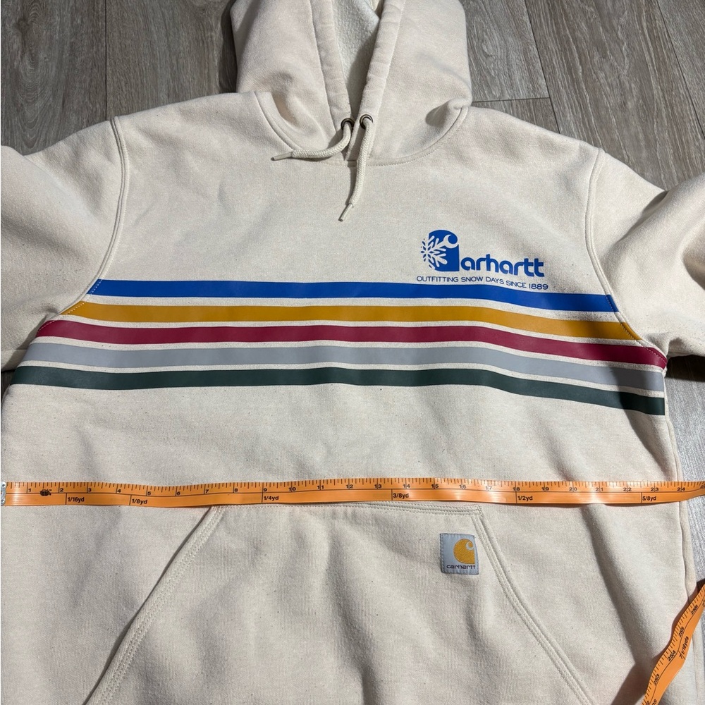 Carhartt Men's Beige Hoodie with Colorful Stripes - Picture 4 of 4